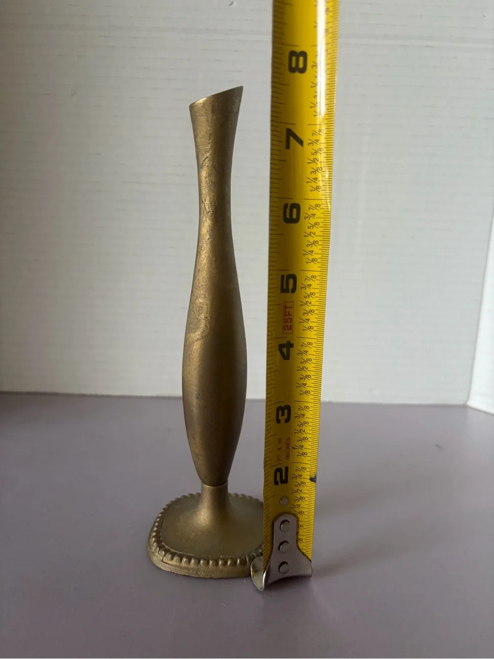 Brass Tone Decorative Bud Vase - Gold